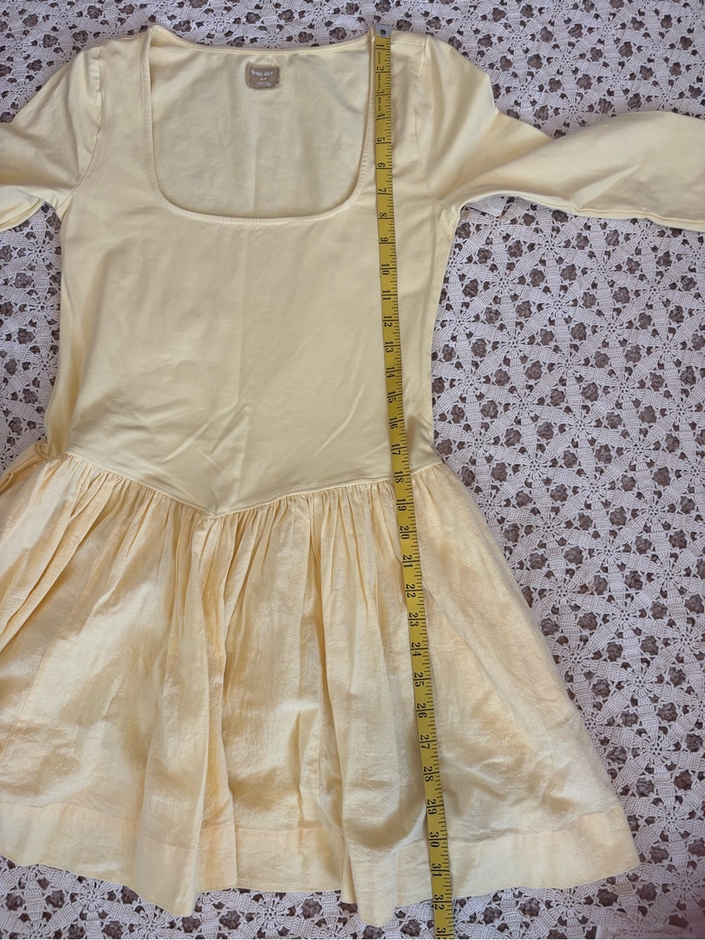 Free People free-est Onda Drop Waist Mini Dress Banana Cream Size Medium NWT - Picture 12 of 12